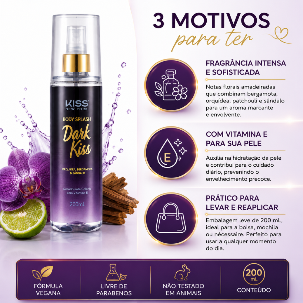 Kit Kiss New York Dark Kiss: 3 Body Spash 200ml - Teruya