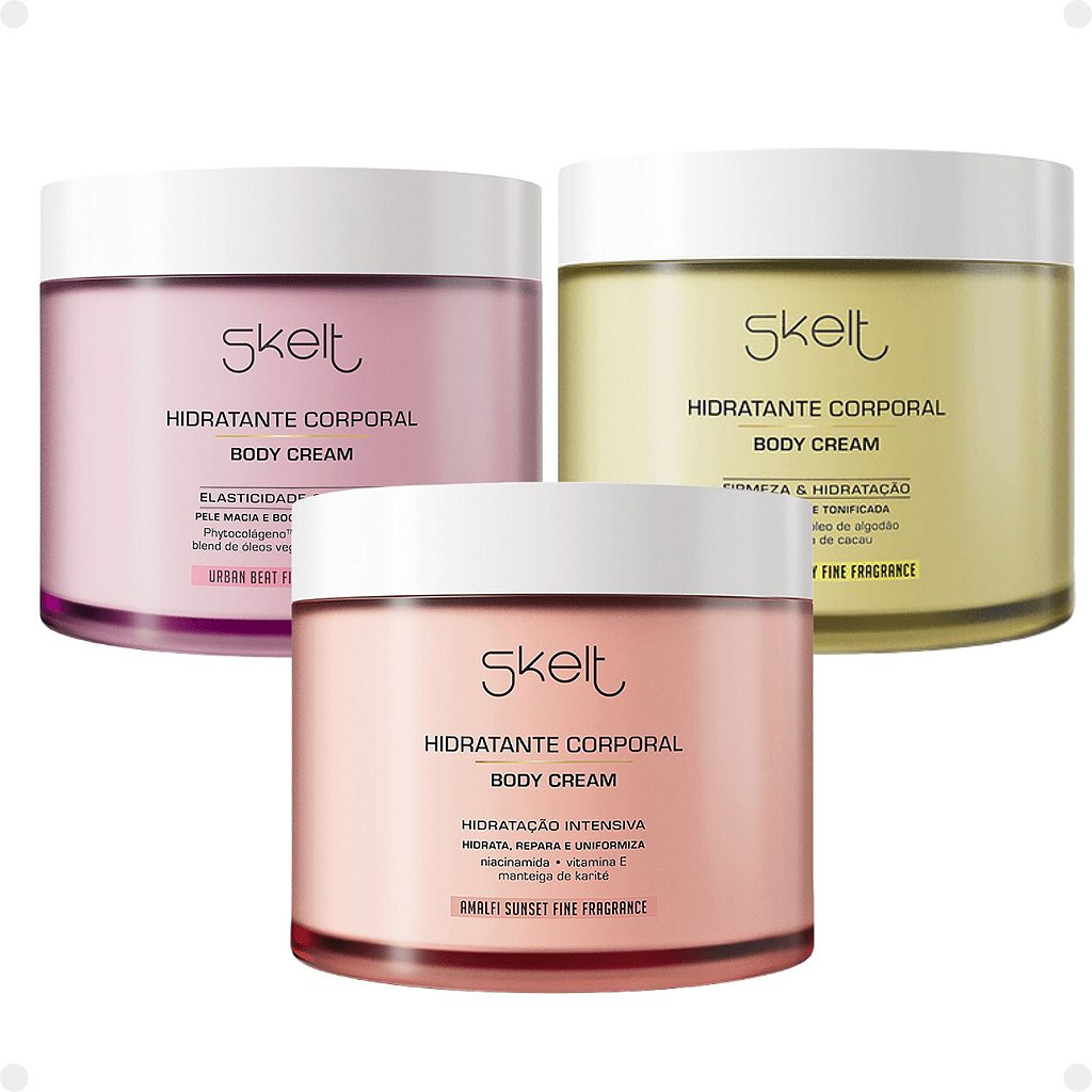 Kit Skelt Hidratante Desodorante Corporal Body Cream Com 3 200g