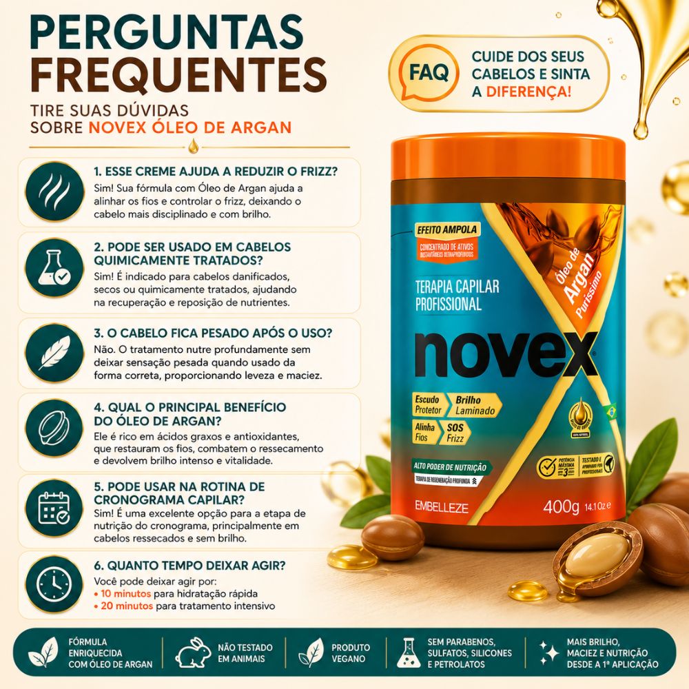 Creme De Tratamento Novex Óleo De Argan Nutritivo 400g - Teruya