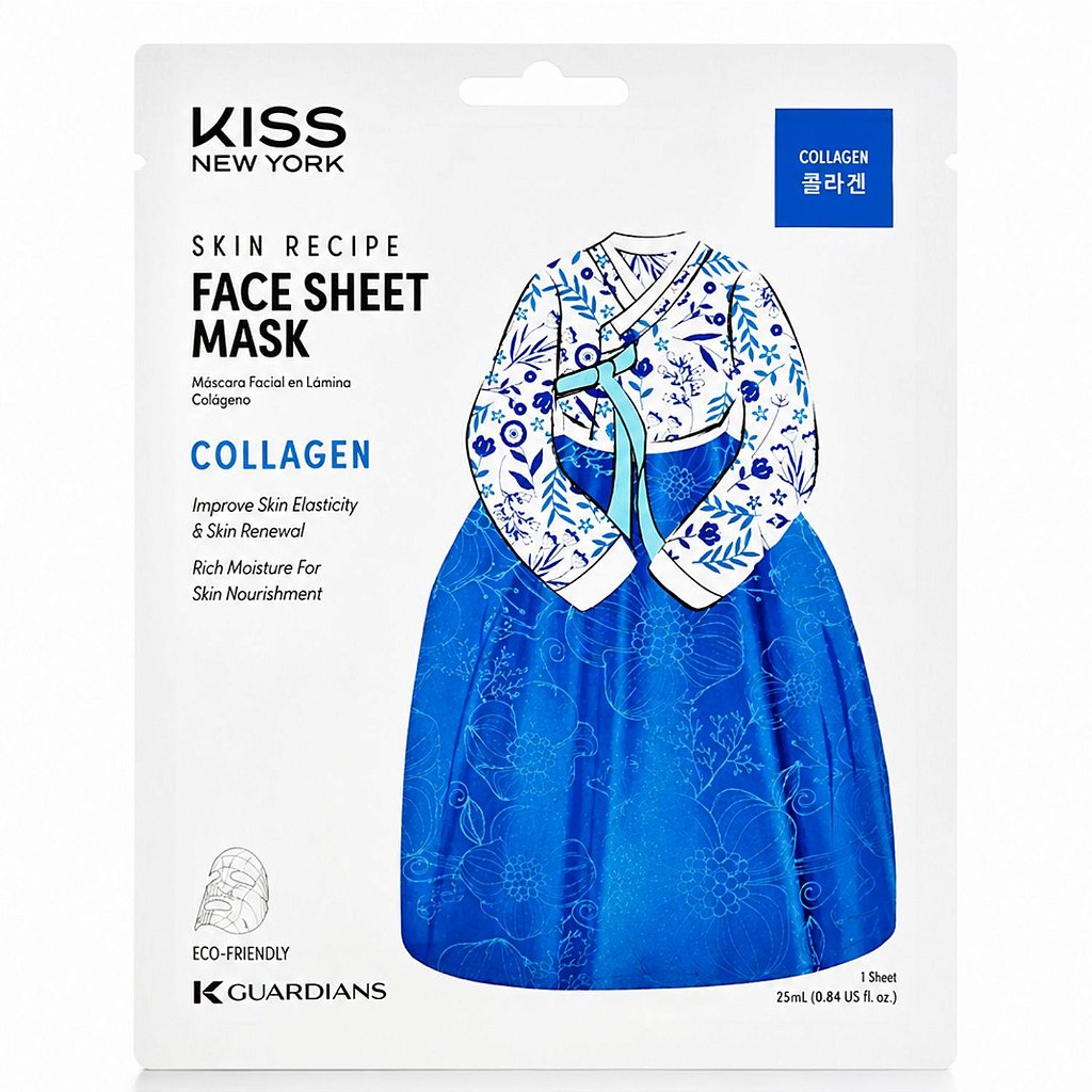 Máscara Facial Coreana Kiss Ny Face Sheet Mask Collagen Colágeno