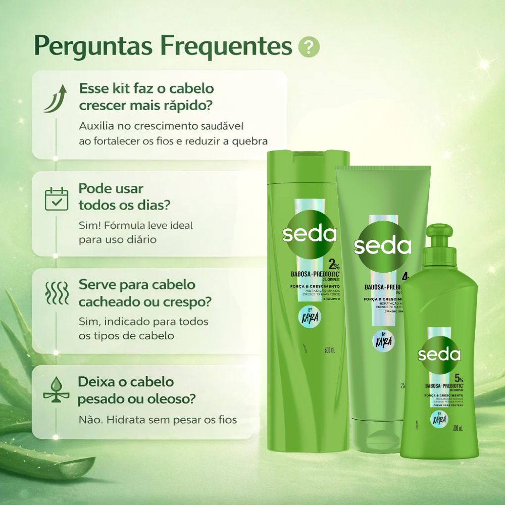 Kit Seda By Rayza Babosa-Prebiotic: Cabelos Fortes e Hidratados