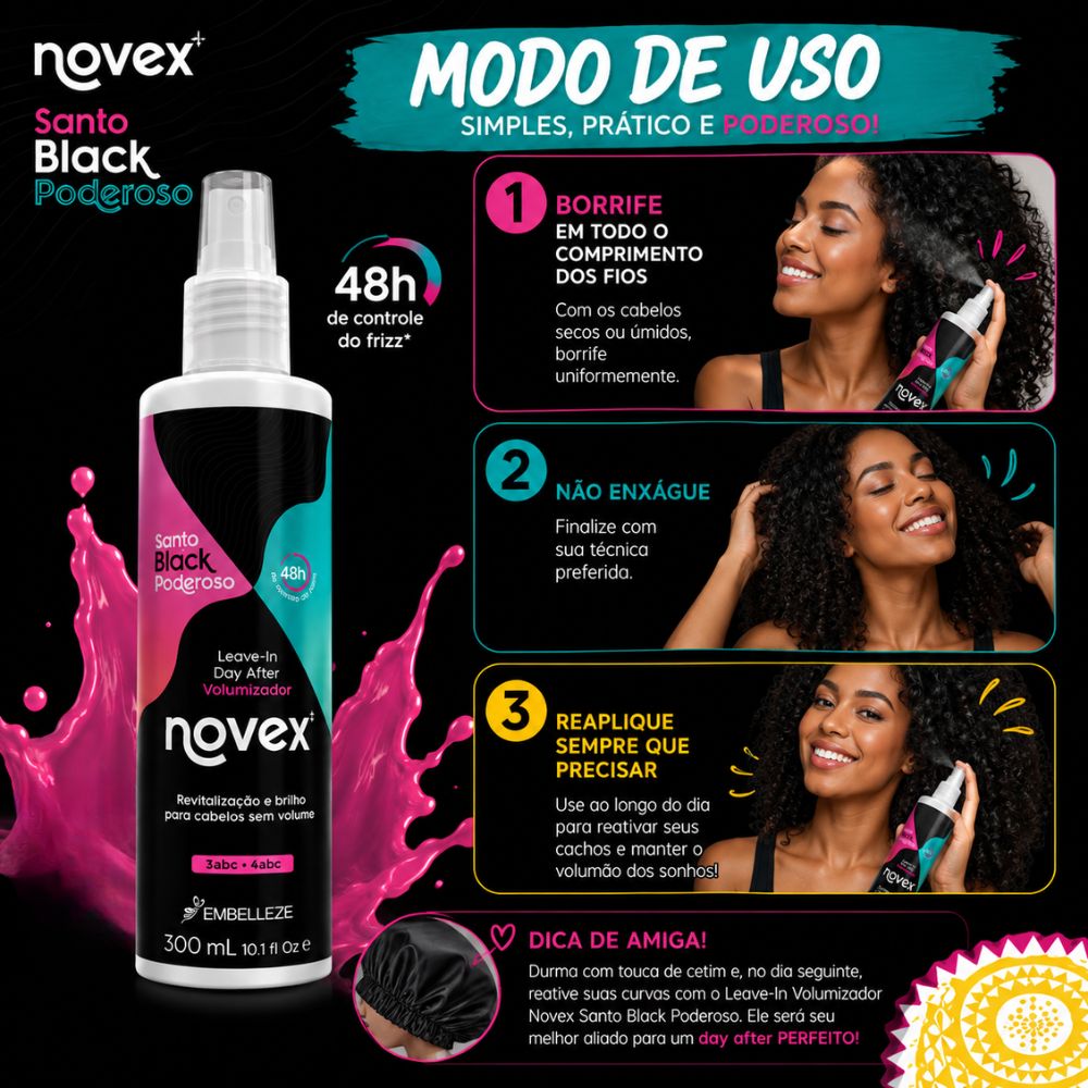 Leave-in Day After Novex Santo Black Poderoso Volumizador 300ml