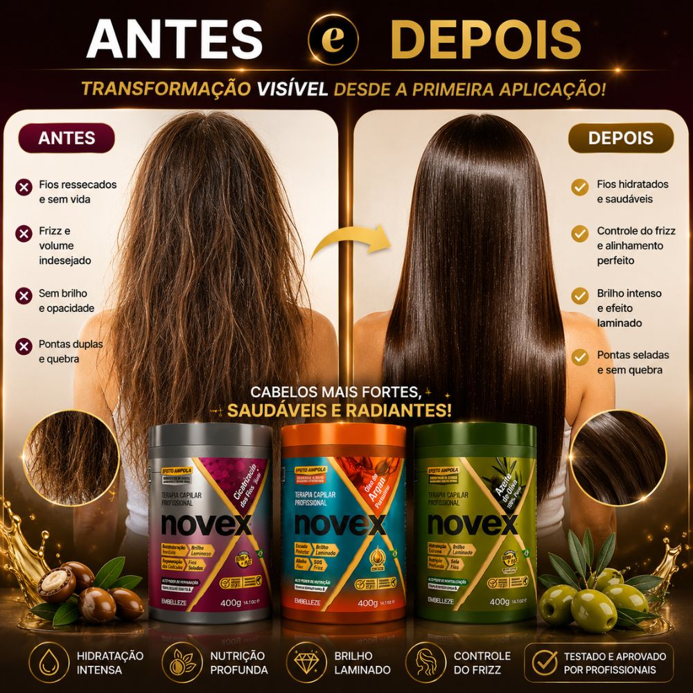 Kit Novex Cronograma Terapia Capilar: Cicatrização Dos Fios, Óleo