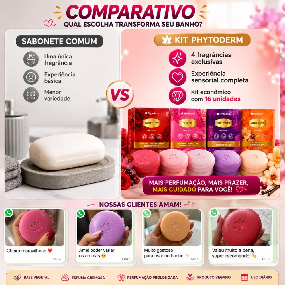 Kit Phytoderm Sabonete Vegetal: Intense Love, Pure Secret, Vanilla