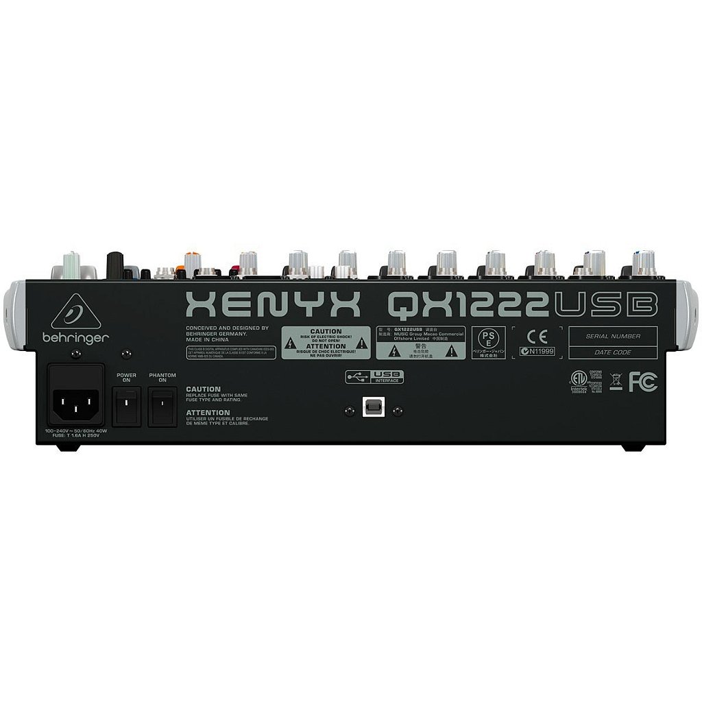 Mesa de Som Analógica BEHRINGER XENYX QX1222 USB - 12 ENTRADAS - 8