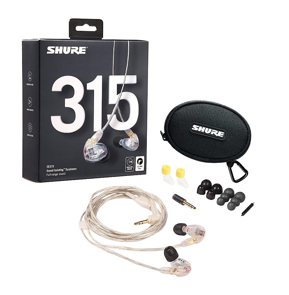 Fone de Ouvido In-ear SE315-CL-CLEAR - SHURE - Kalifa Áudio Som