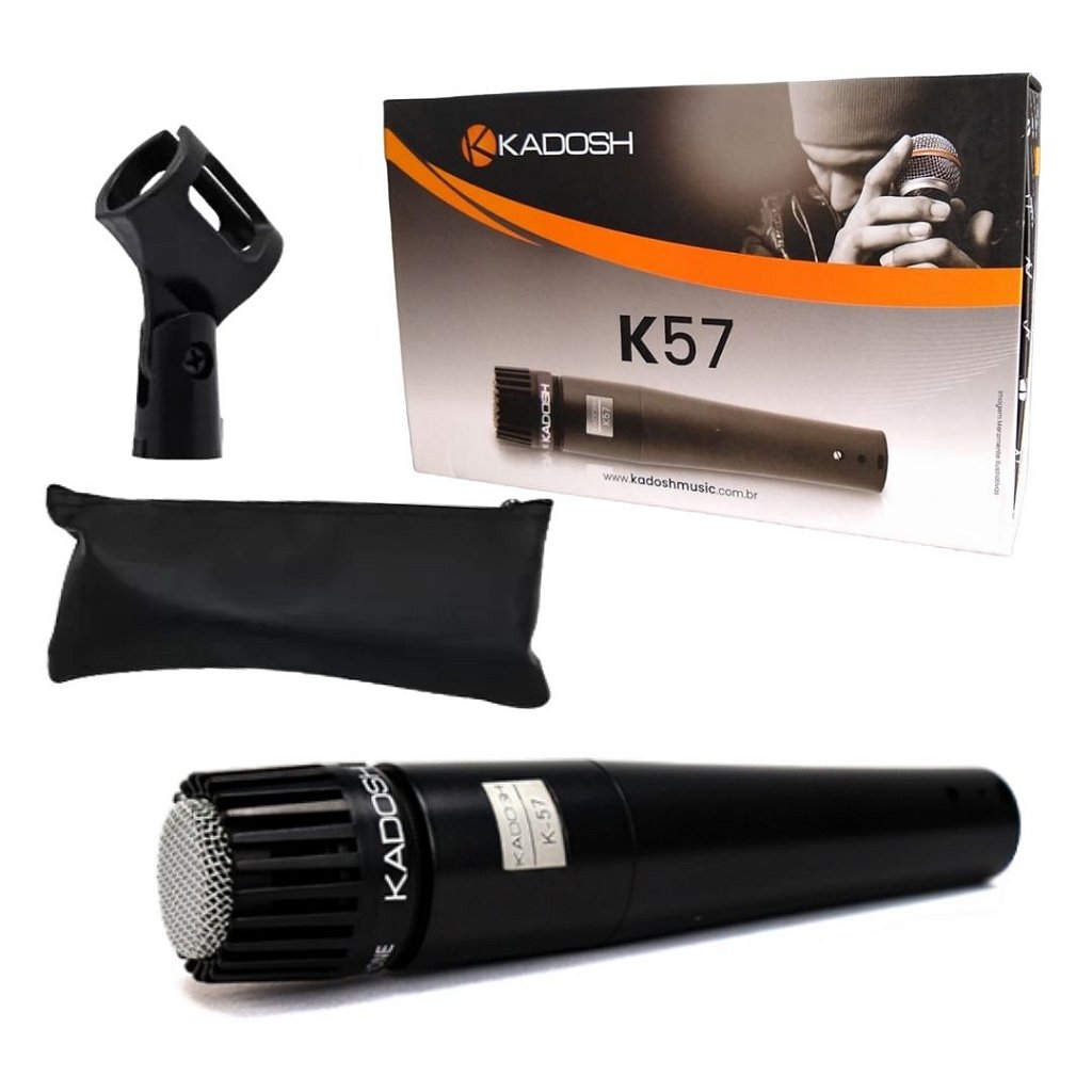 Microfone Vocal Dinâmico K-57 com Fio - KADOSH - Kalifa Áudio Som