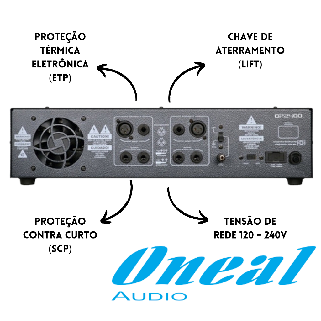 Amplificador Som Potencia Oneal OP2400 400w Rms Profissional