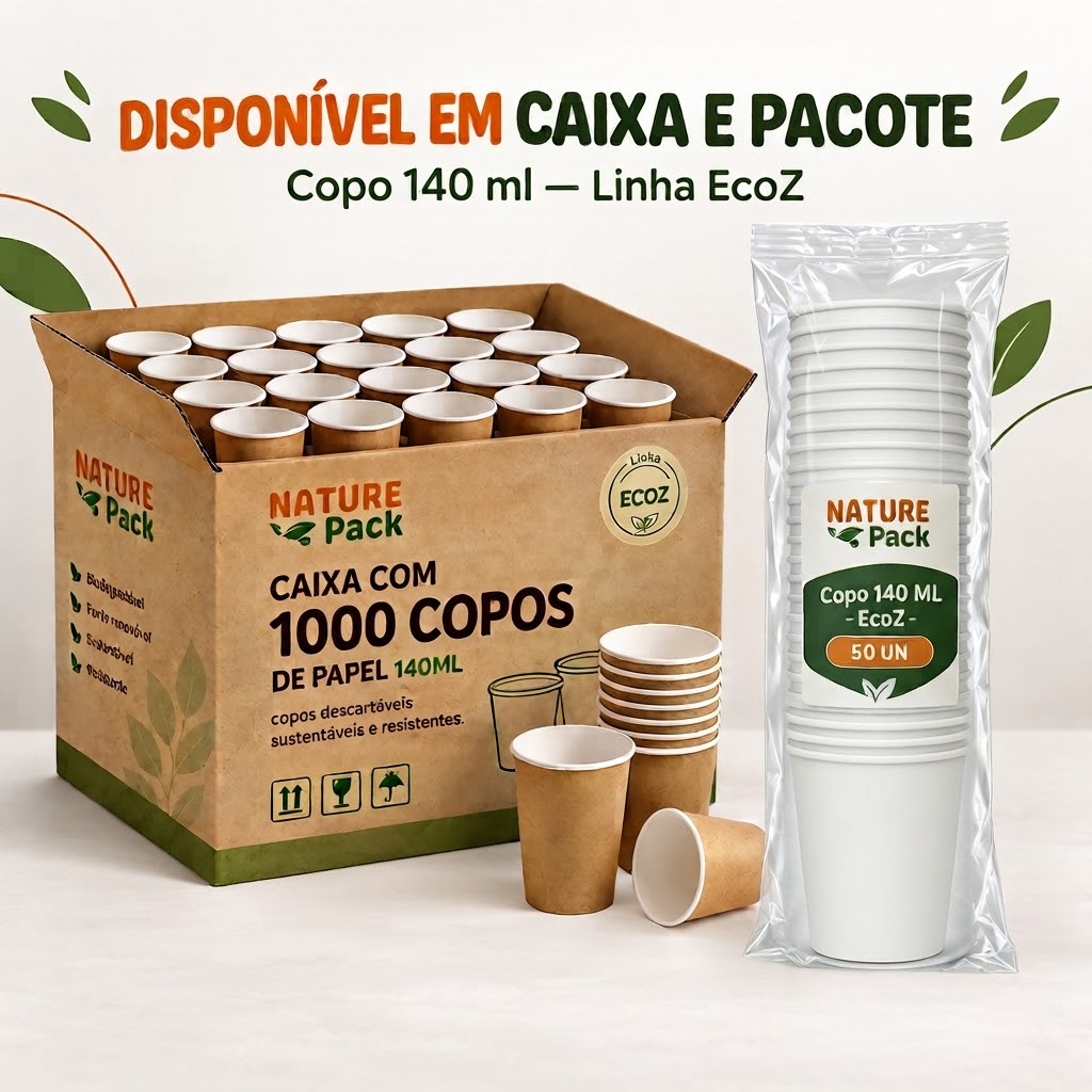 Copo de Papel 140ml EcoZ Nature Pack