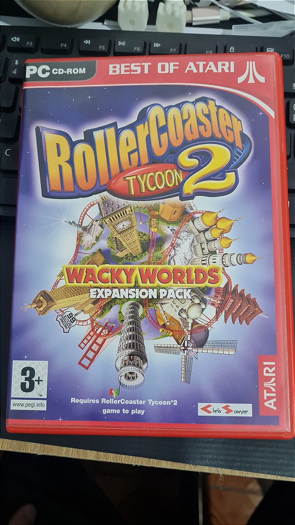 Jogo Roller COASTER TYCOON wacky worlds expansão Pc Original Mídia Fisica