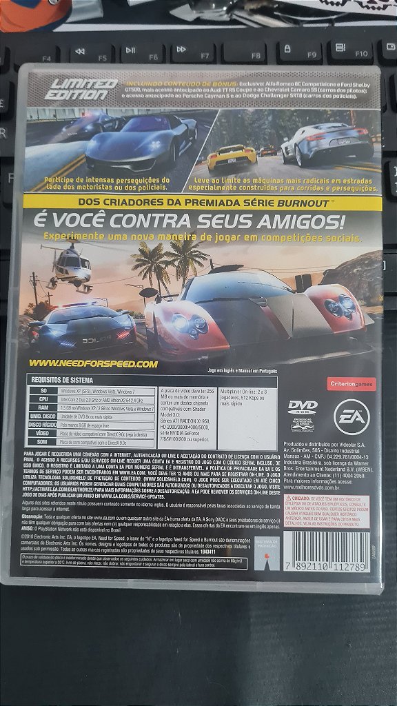 Jogo need for speed hot pursuit limited edition Pc Original Mídia Fisica Lacrado – imagem 4