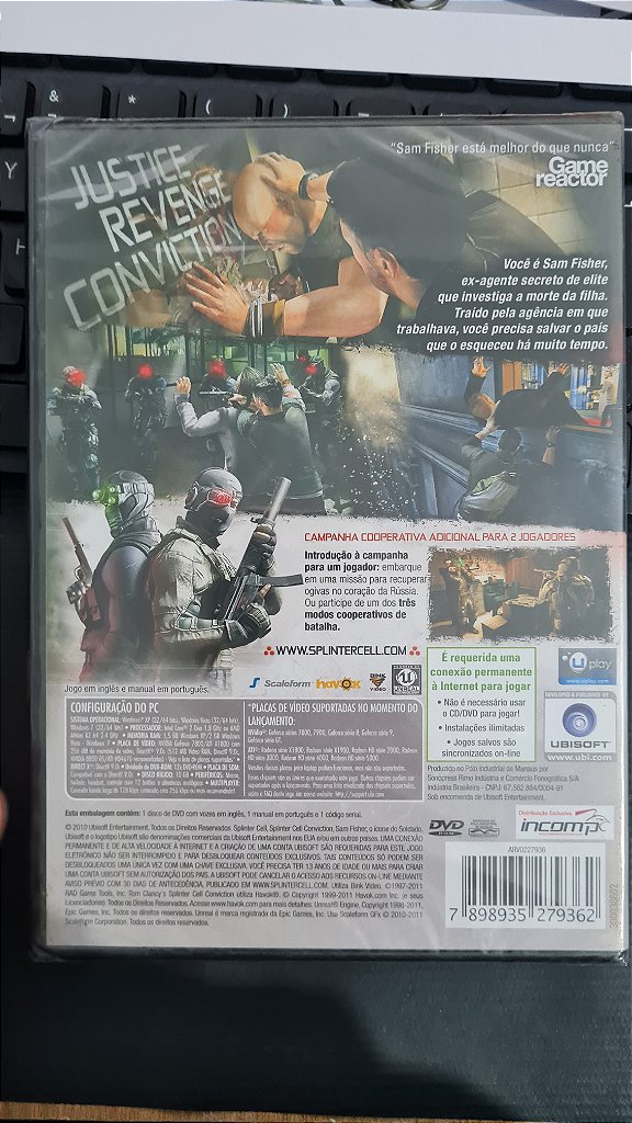 Jogo Splinter Cell conviction Para Pc Midia Fisica Lacrado – imagem 2
