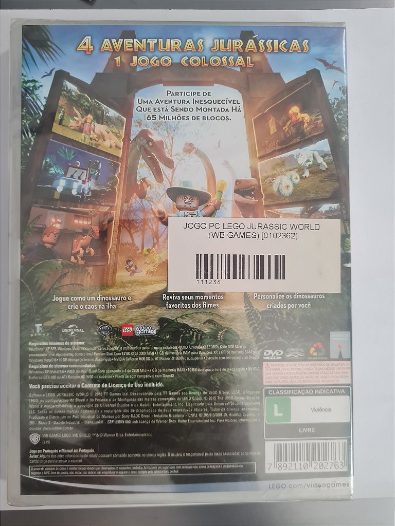 Jogo Pc Lego Jurrasic World Lacrado Original – imagem 2