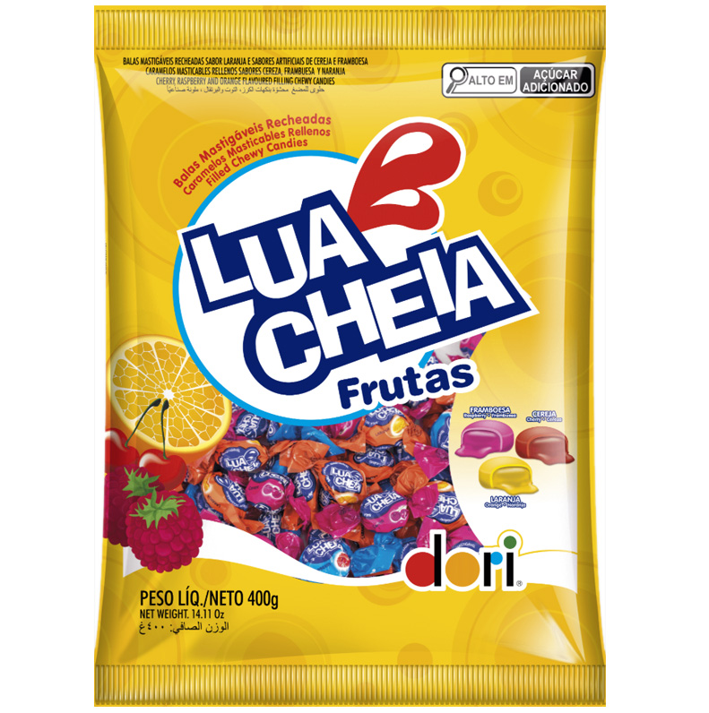 Bala Mastigável Lua Cheia Sabores de Frutas Dori 400g - Confeitaria e Artigos para Festas em Blumenau