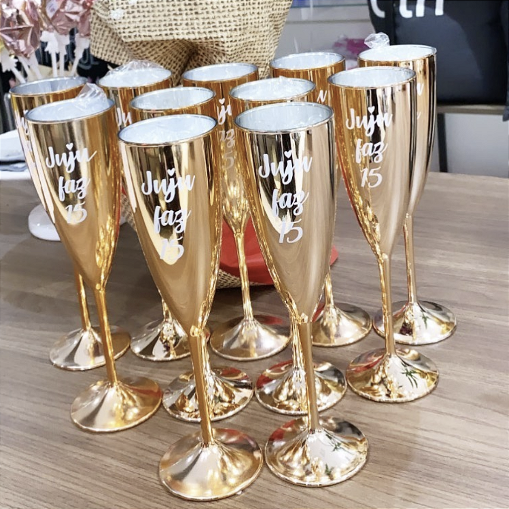 Taça de Espumante Metalizada Personalizada 170ml personalizada — Taças