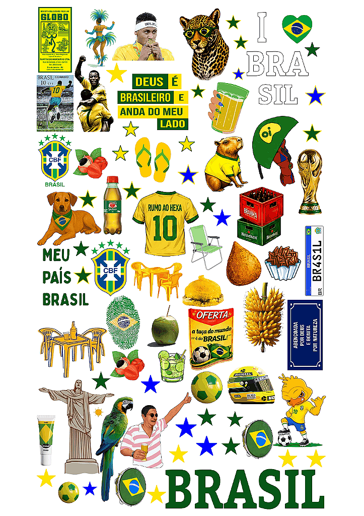 Adesivo Termocolante – Tema Brasil personalizada — Vestuário, foto 1 de 5
