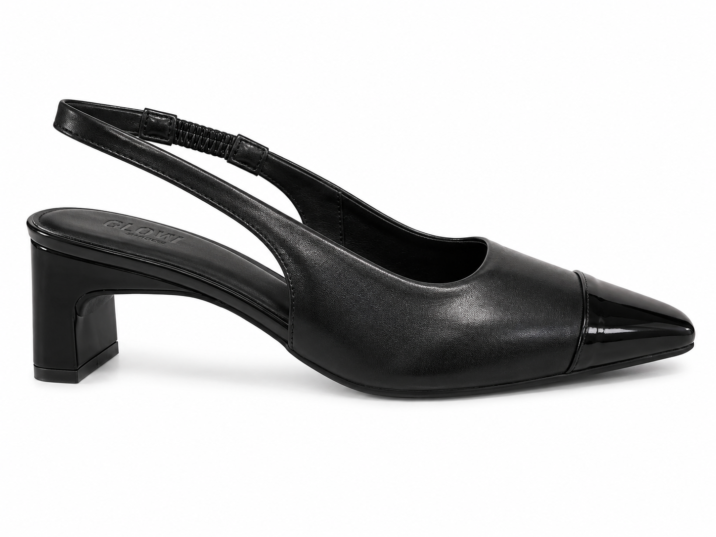 Slingback Feminino Lucca Preto de bico quadrado e salto bloco