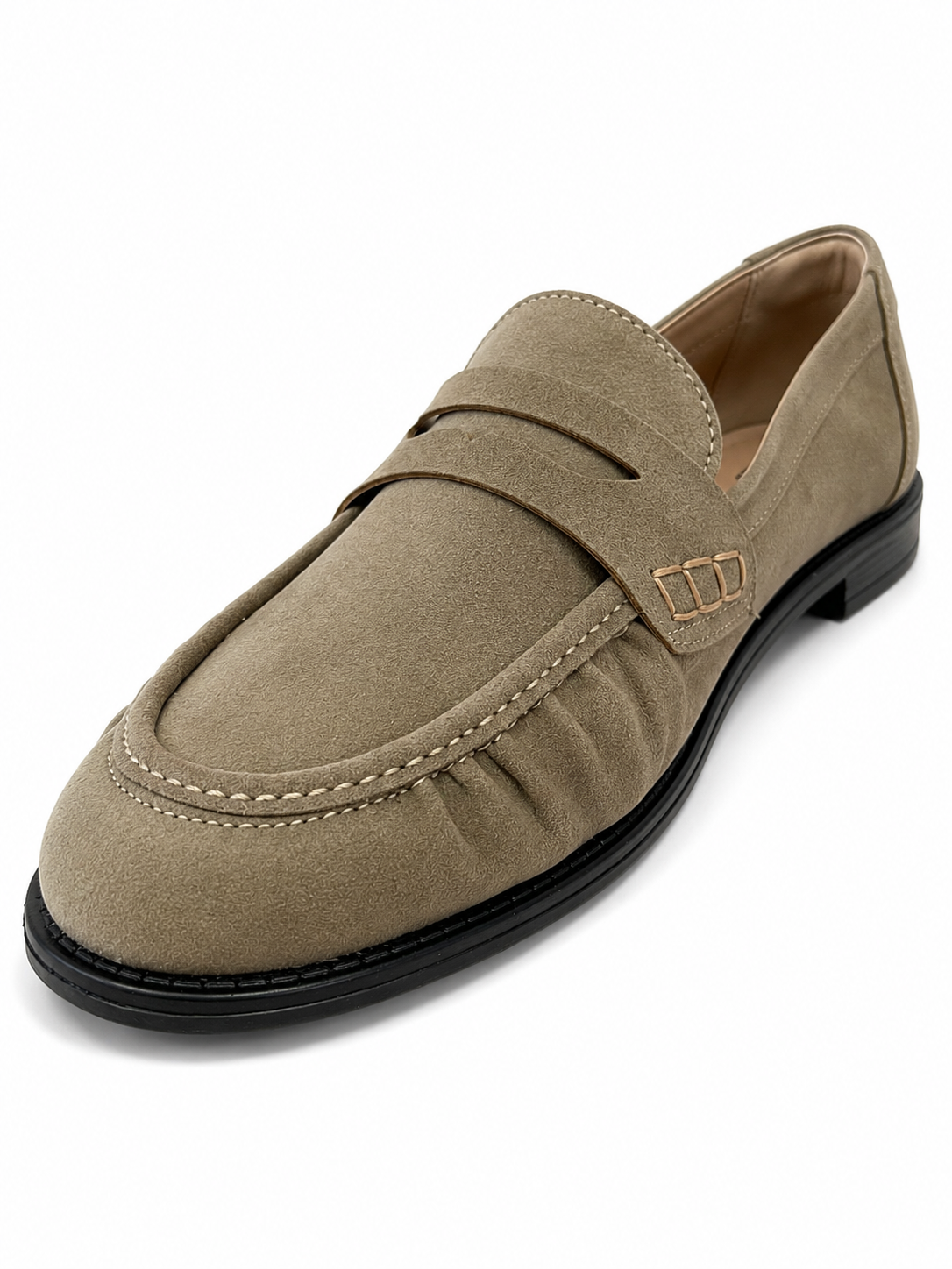 Mocassim Feminino Roma Taupe em Camurça com bico redondo
