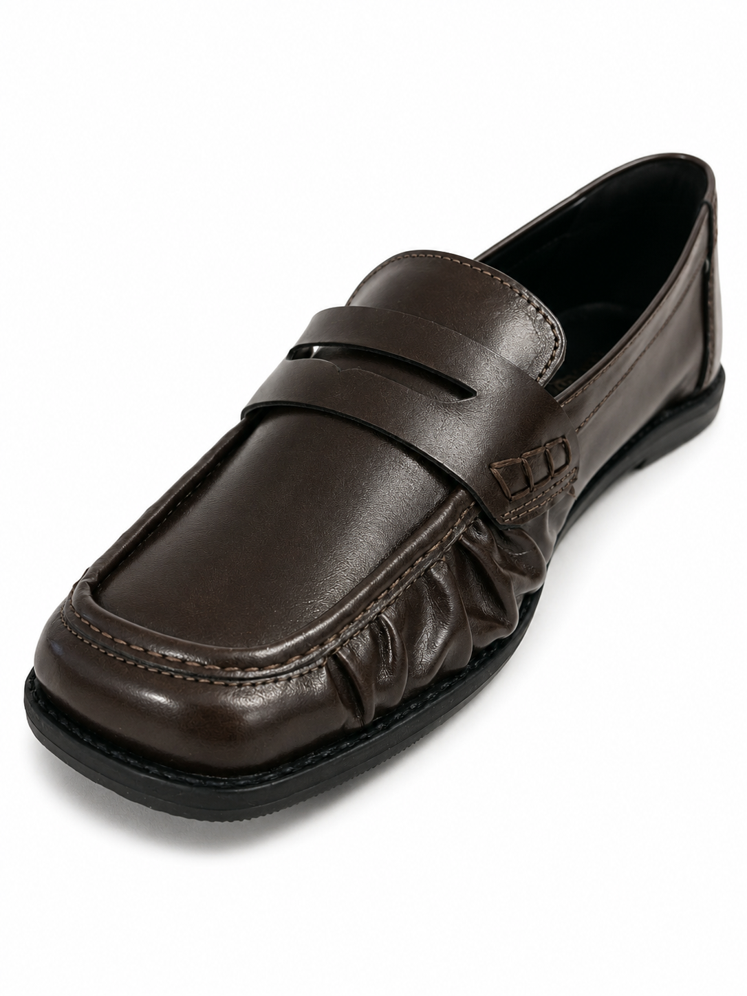 Mocassim Feminino Capri Café confortável com bico quadrado