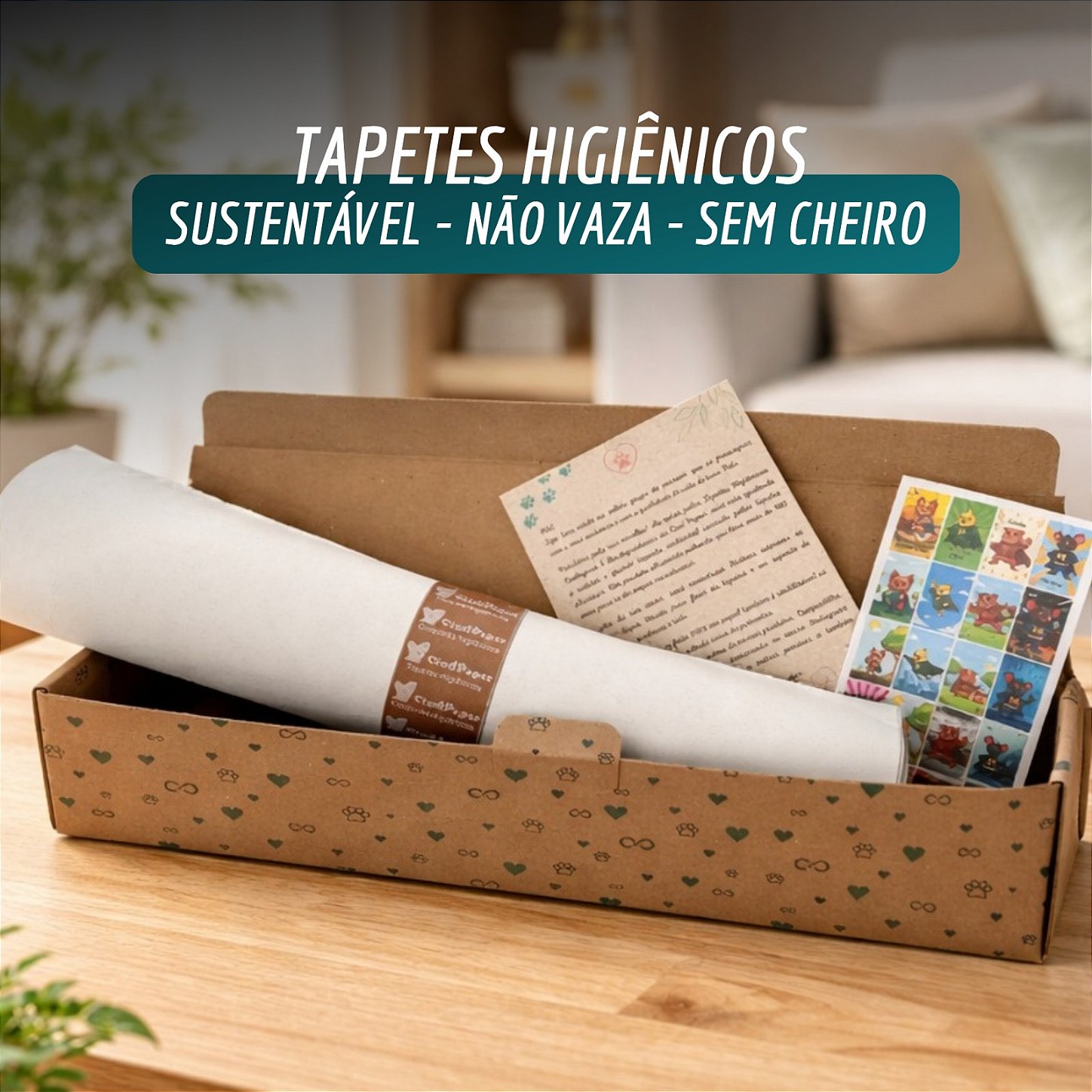 Embalagem sustentável para tapetes higiênicos