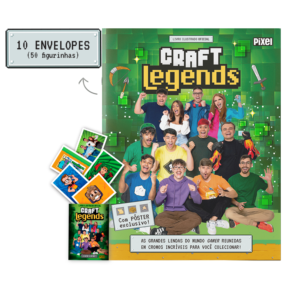Álbum Oficial Craft Legends + 10 envelopes de figurinhas - Loja