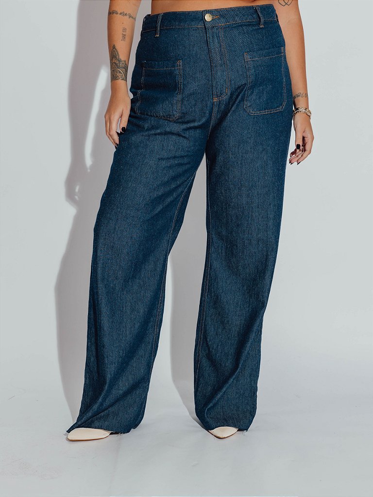 Calça Jeans WIDE LEG Fabi Escura - 787 Shirts