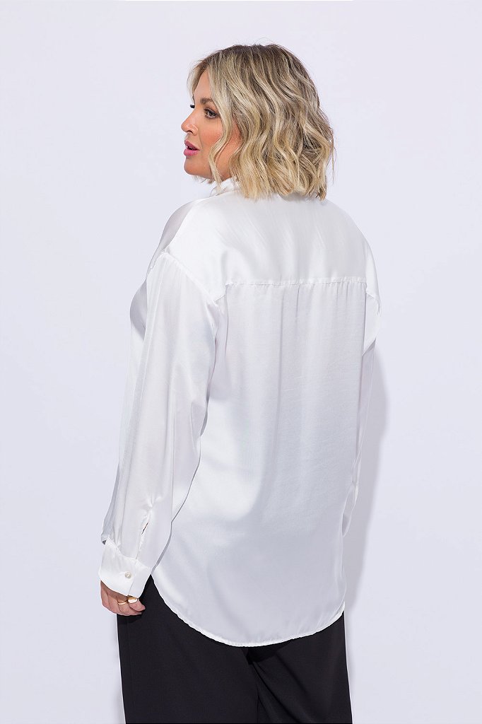 Camisa Pietra Seda Plus Size Off White - 787 Shirts