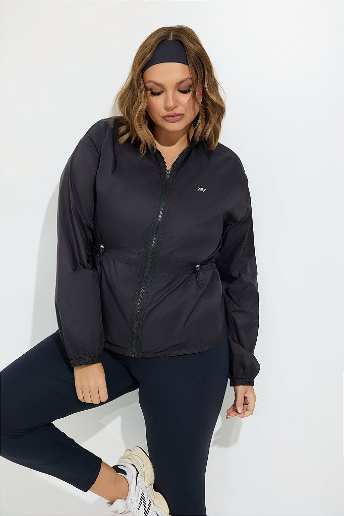Jaqueta Corta Vento Plus Size Lilian Preto - 787 Shirts