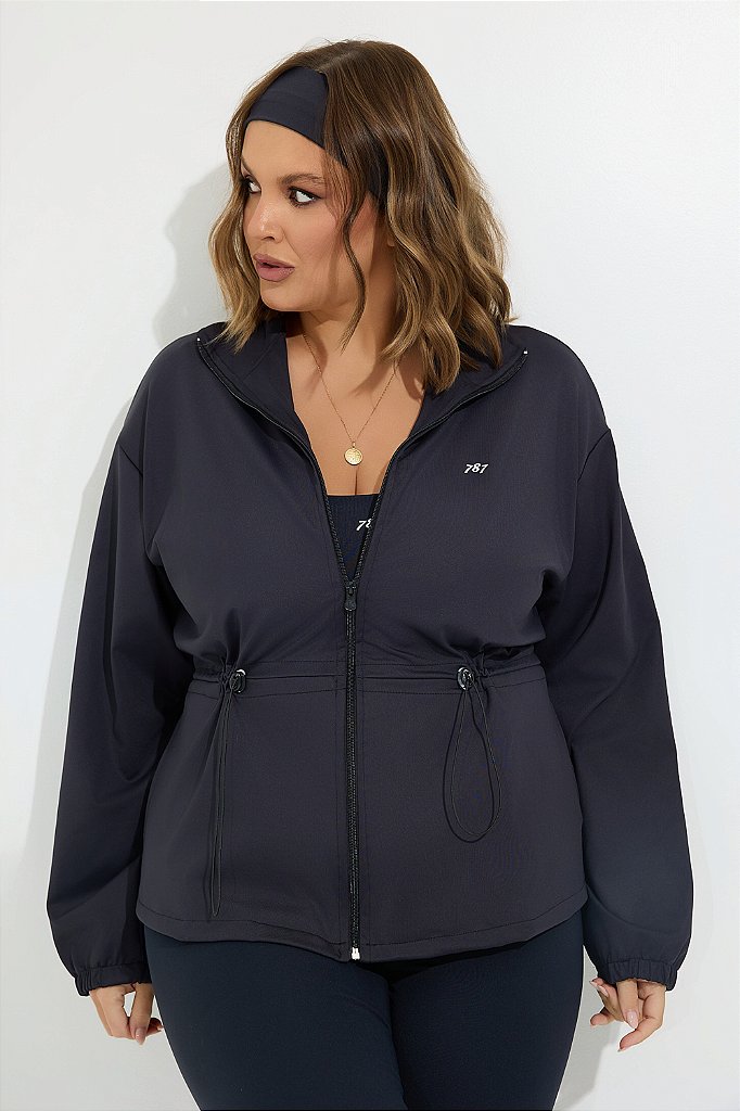 Jaqueta Corta Vento Plus Size Lilian Preto - 787 Shirts