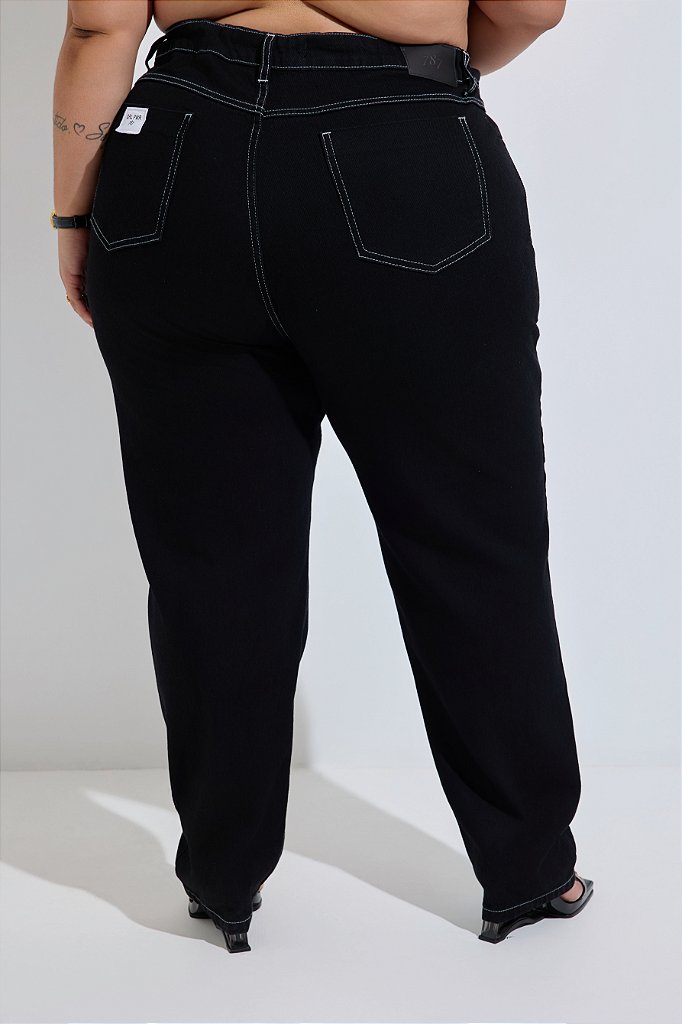 Calça Jeans Reta Plus Size Isabella Black - 787 Shirts