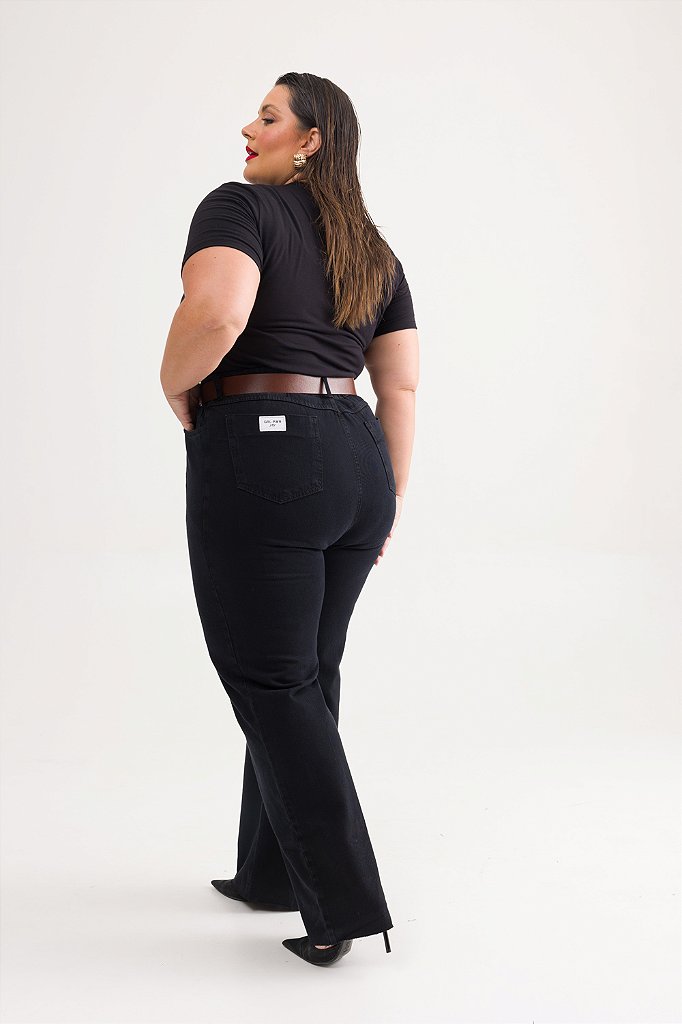 Calça Jeans WIDE LEG Plus Size Preta - 787 Shirts
