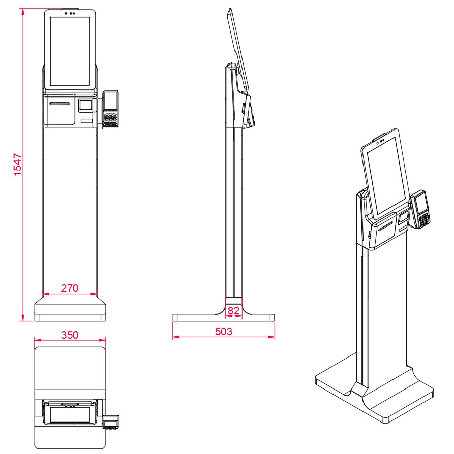Pedestal Para K2 Mini Com Suporte Universal Para Pinpad - Naltilus