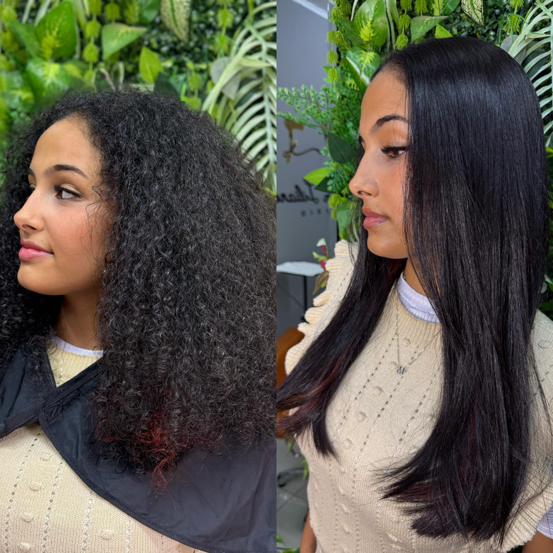 Comparativo antes e depois do Brazilian Liss Ojon Amazônia