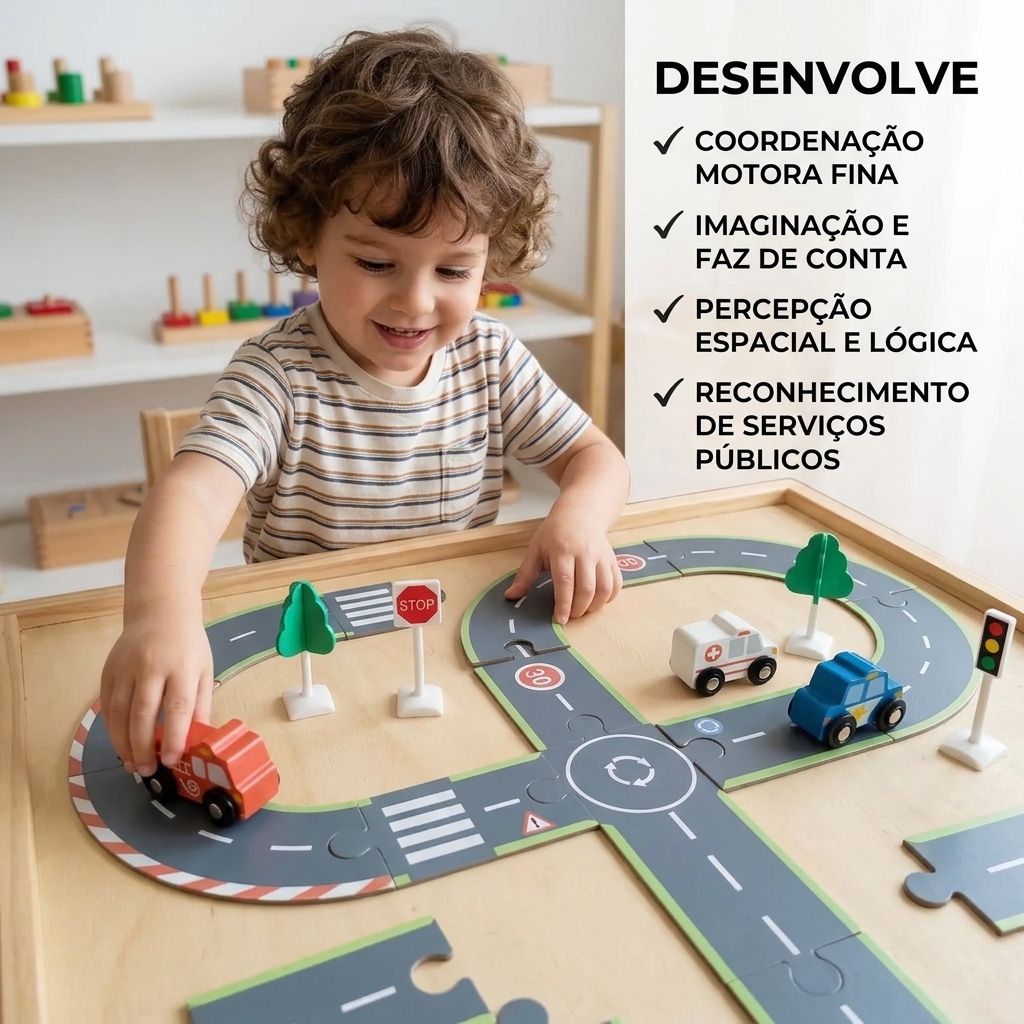 Criança brincando com a Pista de Carrinhos