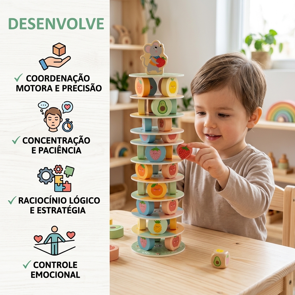 Criança brincando com Jogo de Empilhar