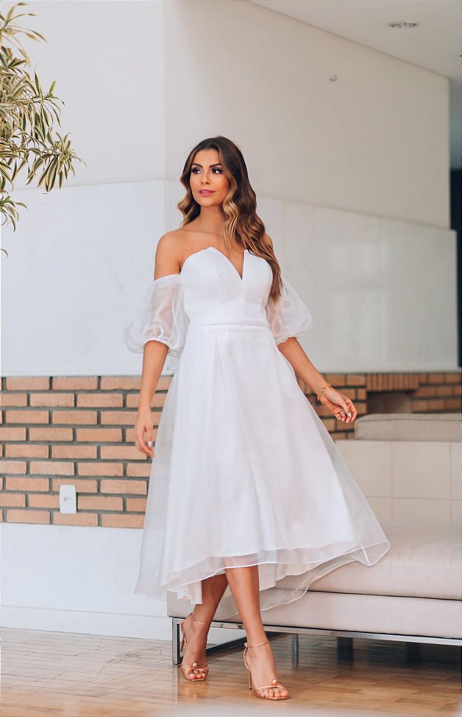 vestidos midi branco