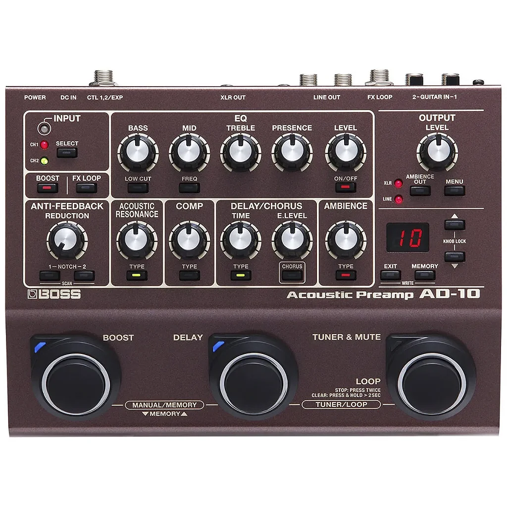 値下げ！BOSS AD-10 Acoustic Preamp プリアンプ Pedal Boss Pré-amplificador de Violão AD-10 Acoustic Preamp