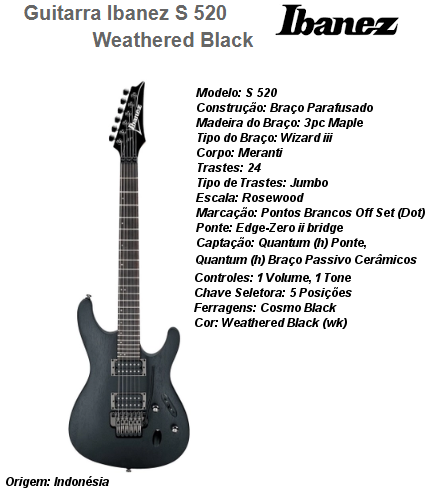 Guitarra S520WK c/ Floyde Rose cor: Preta - MUSICWARE INSTRUMENTOS