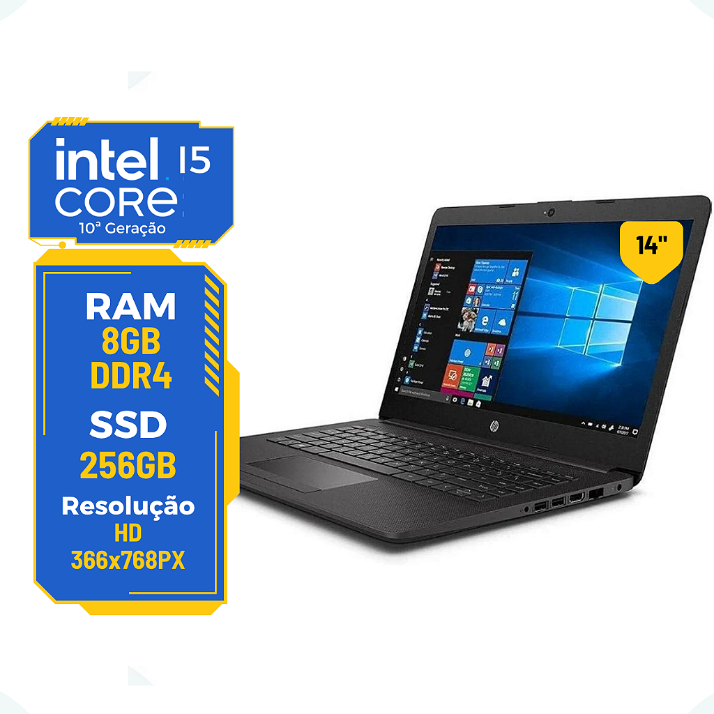 Notebook Hp 240 G7 I5-1035G1 16gb Ssd 256gb HD Wifi Win11