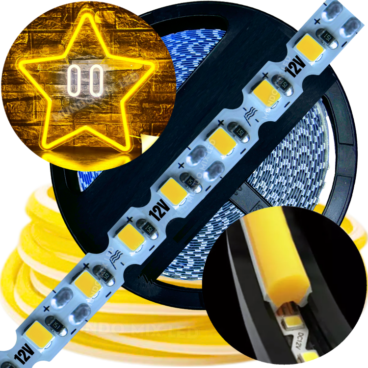 Neon Segunda Geração Flex + Fita Led 6mm Amarelo Âmbar Dobrável