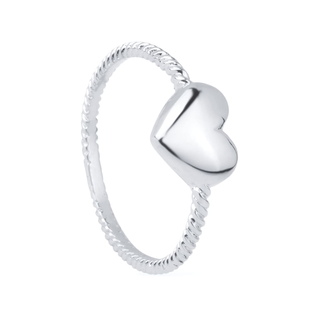 Anel prateado de falange coração