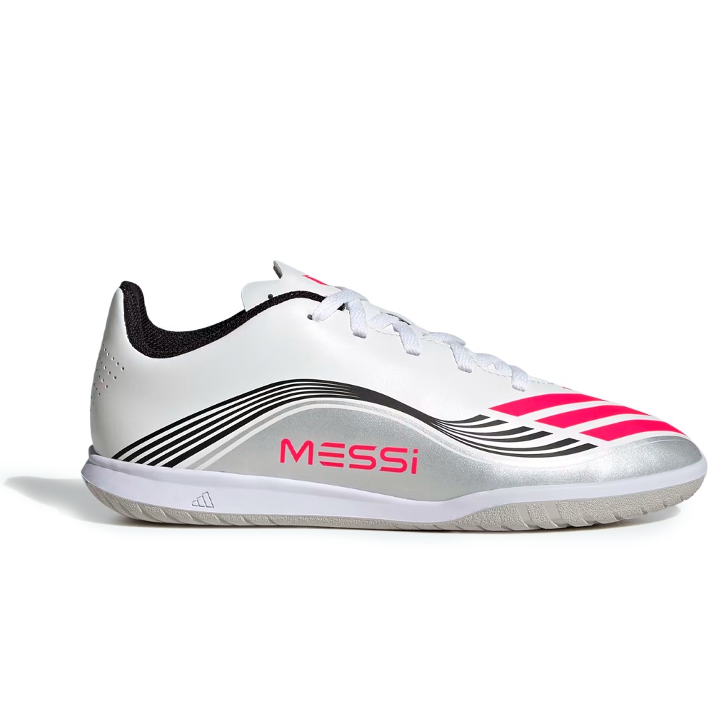 Chuteira Adidas Futsal F50 Club Messi Infantil Branco/Cinza/Preto