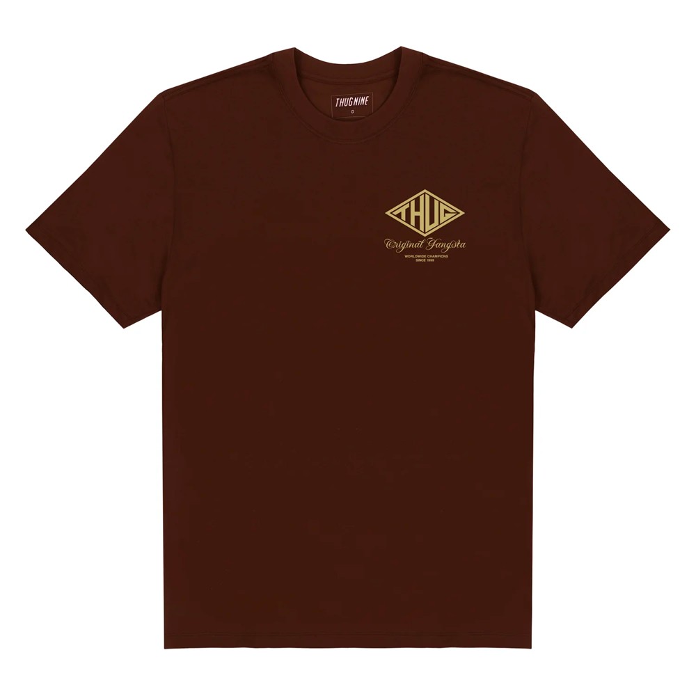 Camiseta Thug Nine Shield Marrom - West + | A loja que renova seu