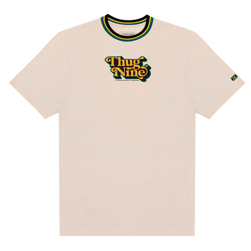 Camisa Thug Nine Jammin Masculina Bege, Verde, Amarelo e Preto