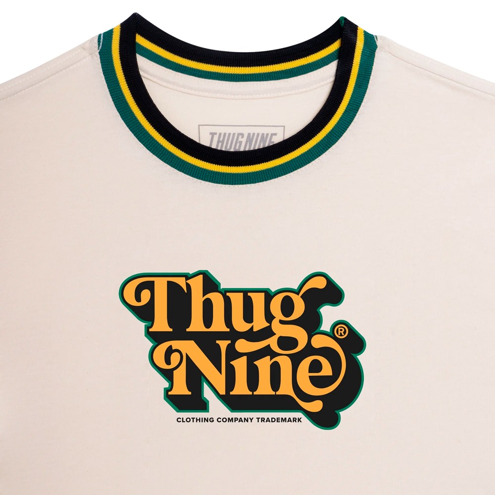 Camisa Thug Nine Jammin Masculina Bege, Verde, Amarelo e Preto