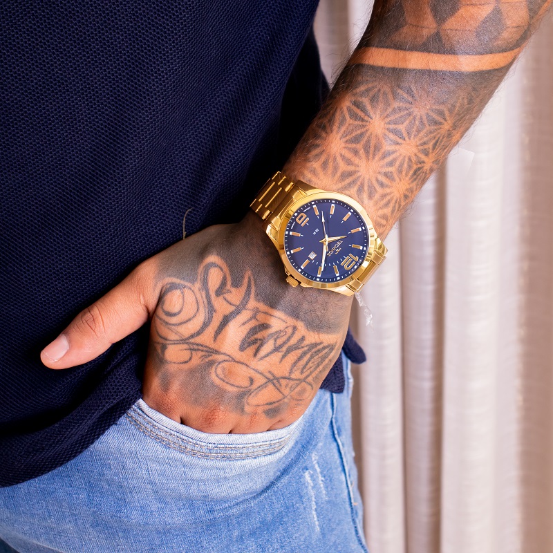 【Ragman】 Relógio Masculino Technos Analógico Dourado Performance Racer