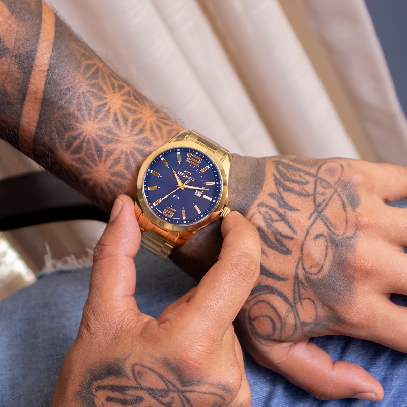 Relógio Masculino Technos Analógico Dourado Performance Racer