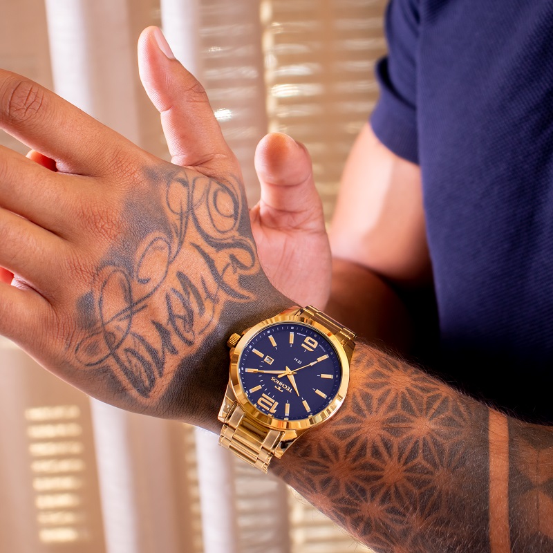 Relógio Masculino Technos Analógico Dourado Performance Racer
