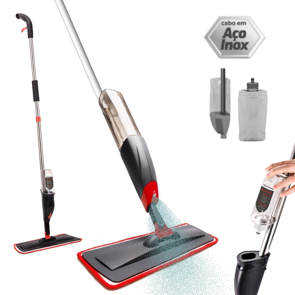 Mop Spray Giratório c/ Reservatório Rodo Inteligente Limpeza