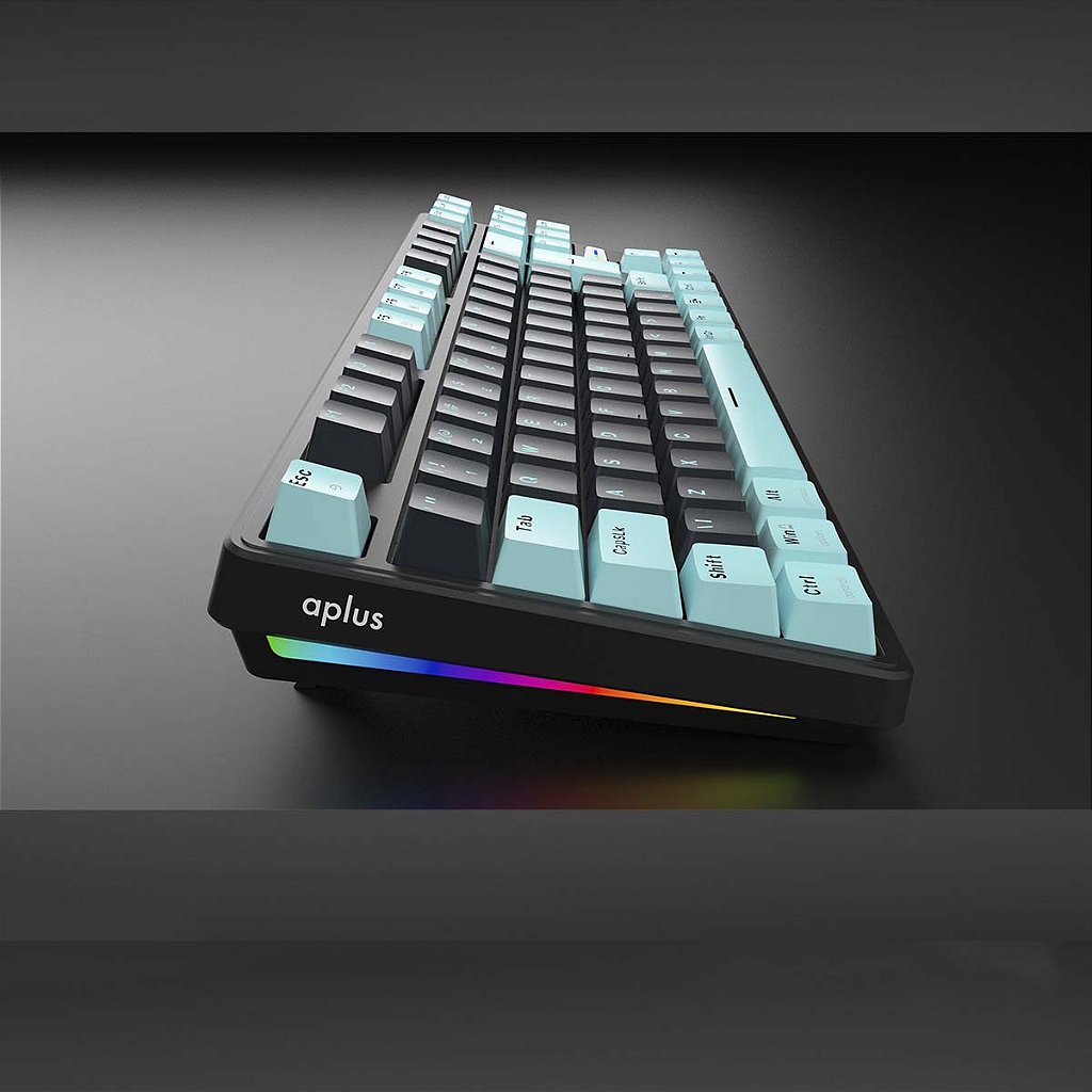 Teclado Mecânico A+ 80% Tkl Gasket Iara Obsedian Aqua AK400